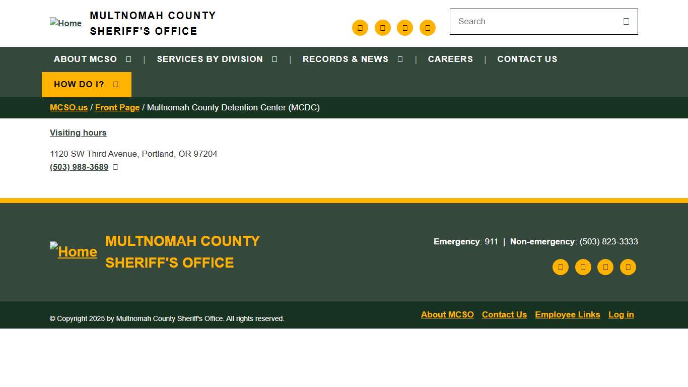 Multnomah County Detention Center (MCDC) | Multnomah County Sheriff's Office