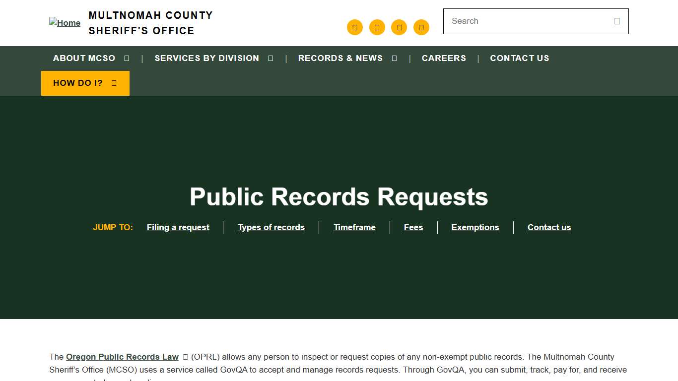 Public Records Requests | Multnomah County Sheriff's Office