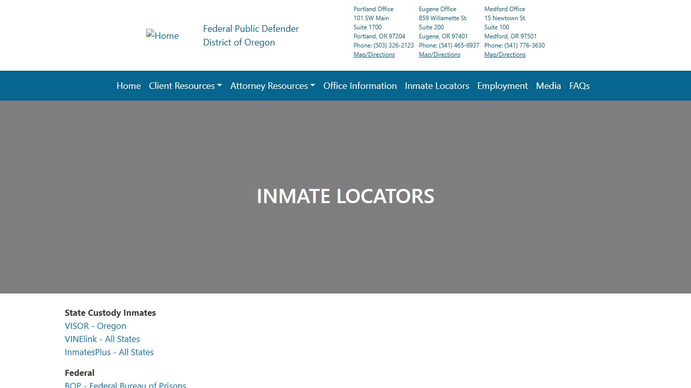 Inmate Locators | Federal Public Defender